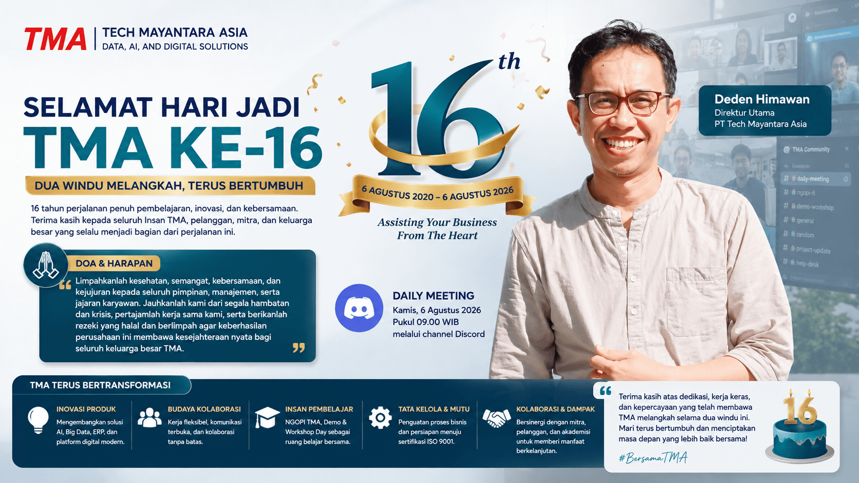 Dua Windu Melangkah, Terus Bertumbuh: TMA Memperingati Hari Jadi ke-16 dengan Semangat Transformasi dan Kebersamaan